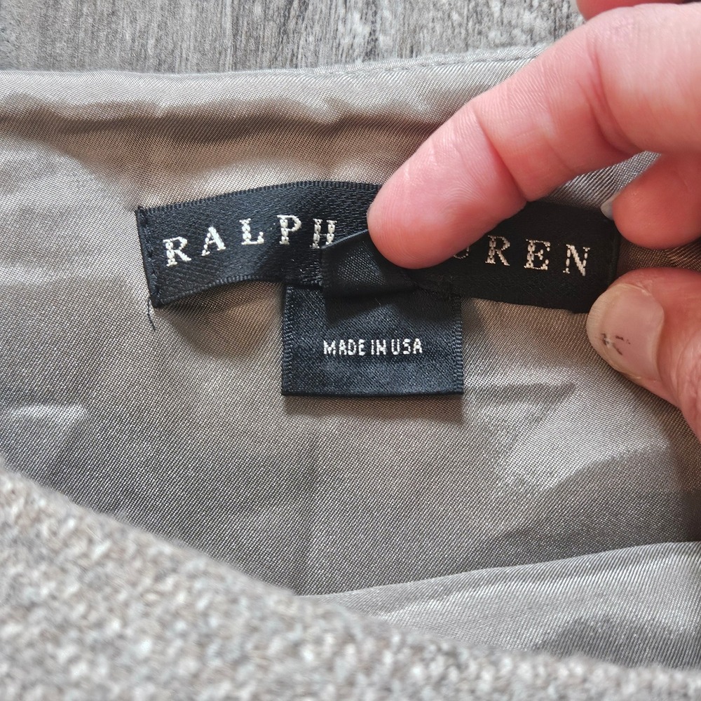 Ralph Lauren Beige Tweed‎ Skirt Size 4 Black Label Ruffle Flounce Hem Wool Blend - Picture 5 of 10